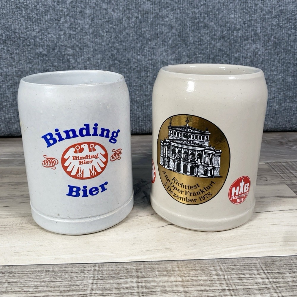 (2) Vtg‎ German Stoneware Beer Mugs/Steins Octoberfest Made in Germany *READ